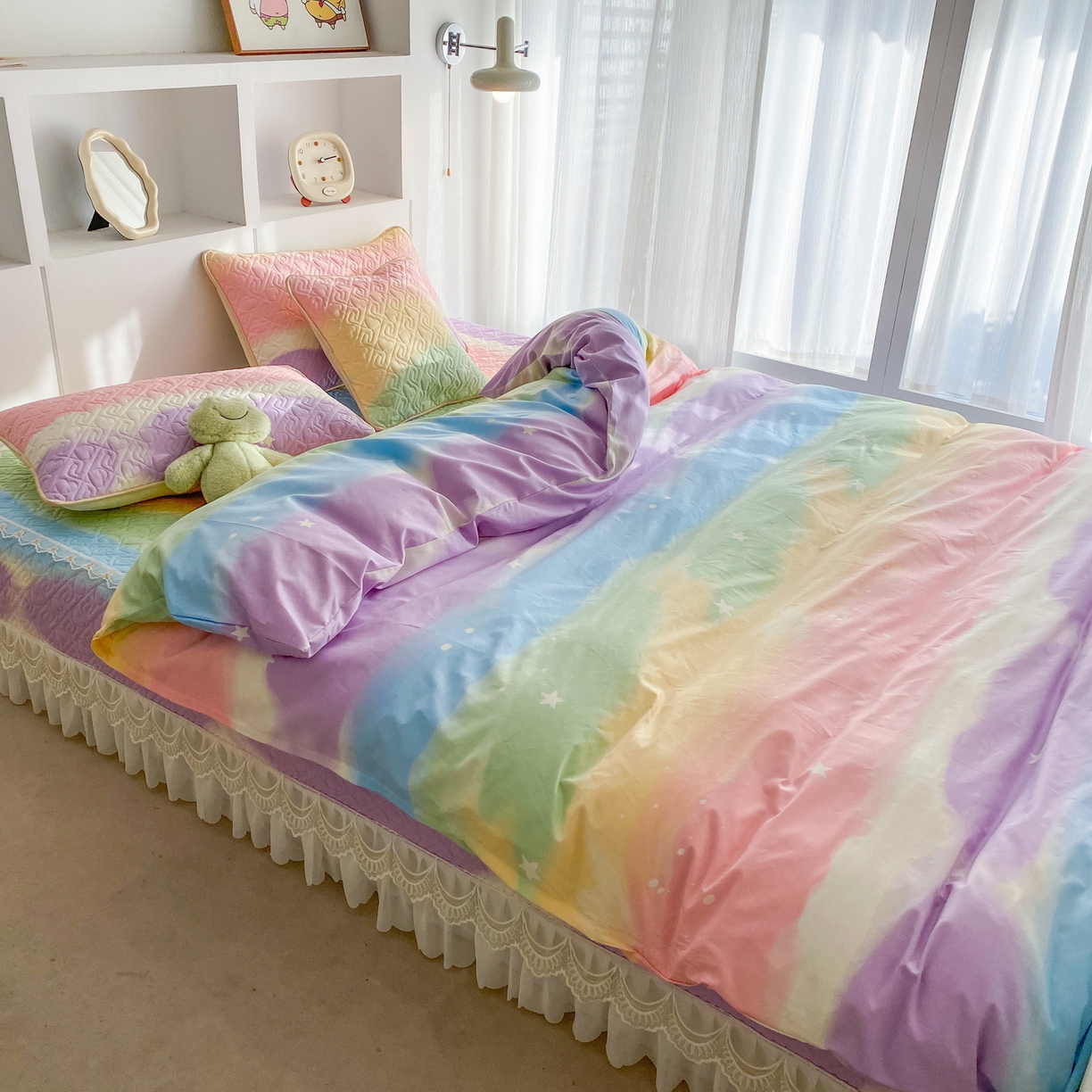 91家纺网 家纺一手货源 找家纺 一电 2026新款定做纯棉榻榻米床盖 防滑A类四季通用夹棉炕罩 软垫大炕专用床单 彩色天空