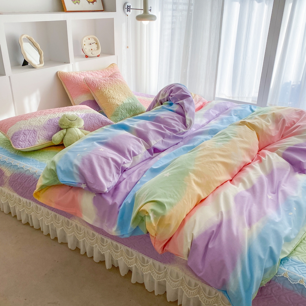 91家纺网 家纺一手货源 找家纺 一电 2026新款定做纯棉榻榻米床盖 防滑A类四季通用夹棉炕罩 软垫大炕专用床单 彩色天空