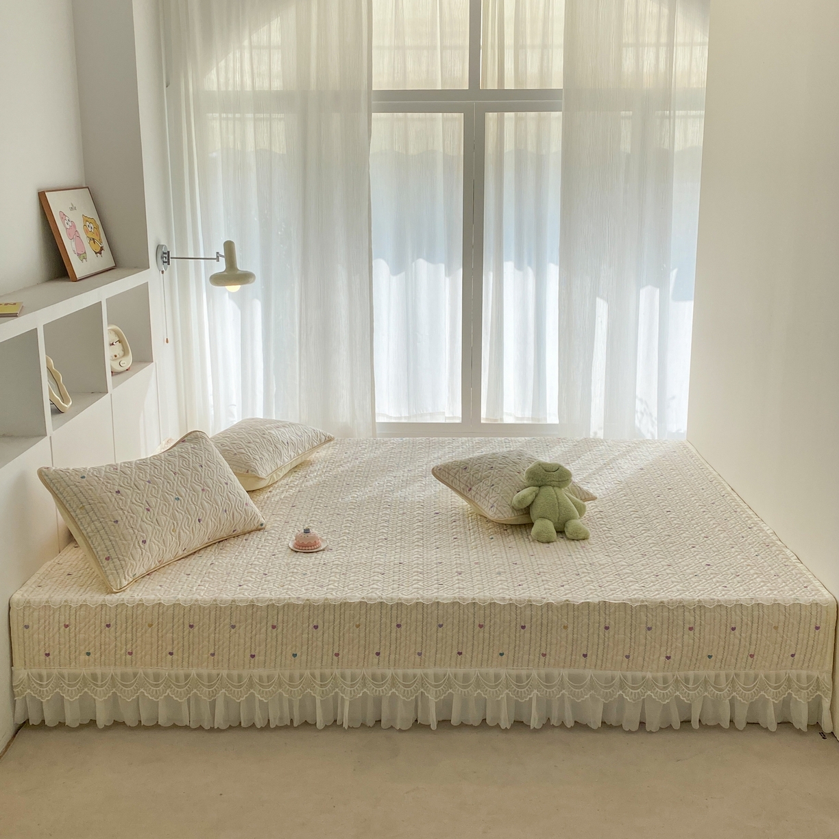 91家纺网 家纺一手货源 找家纺 一电 2026新款定做纯棉榻榻米床盖 防滑A类四季通用夹棉炕罩 软垫大炕专用床单 彩色心情