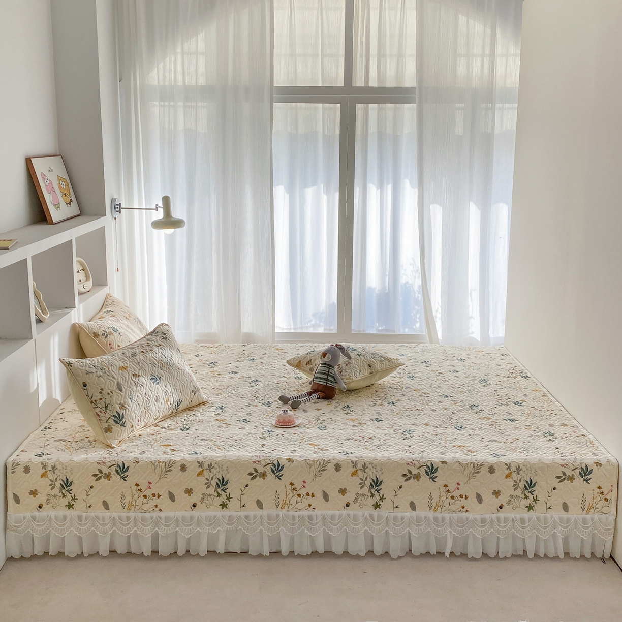 91家纺网 家纺一手货源 找家纺 一电 2026新款定做纯棉榻榻米床盖 防滑A类四季通用夹棉炕罩 软垫大炕专用床单 东篱