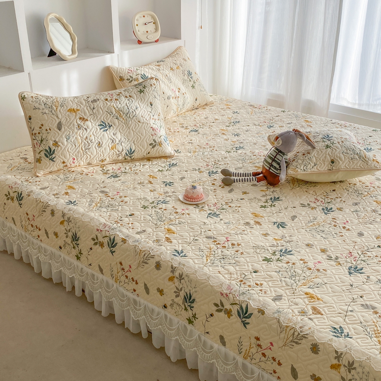 91家纺网 家纺一手货源 找家纺 一电 2026新款定做纯棉榻榻米床盖 防滑A类四季通用夹棉炕罩 软垫大炕专用床单 东篱