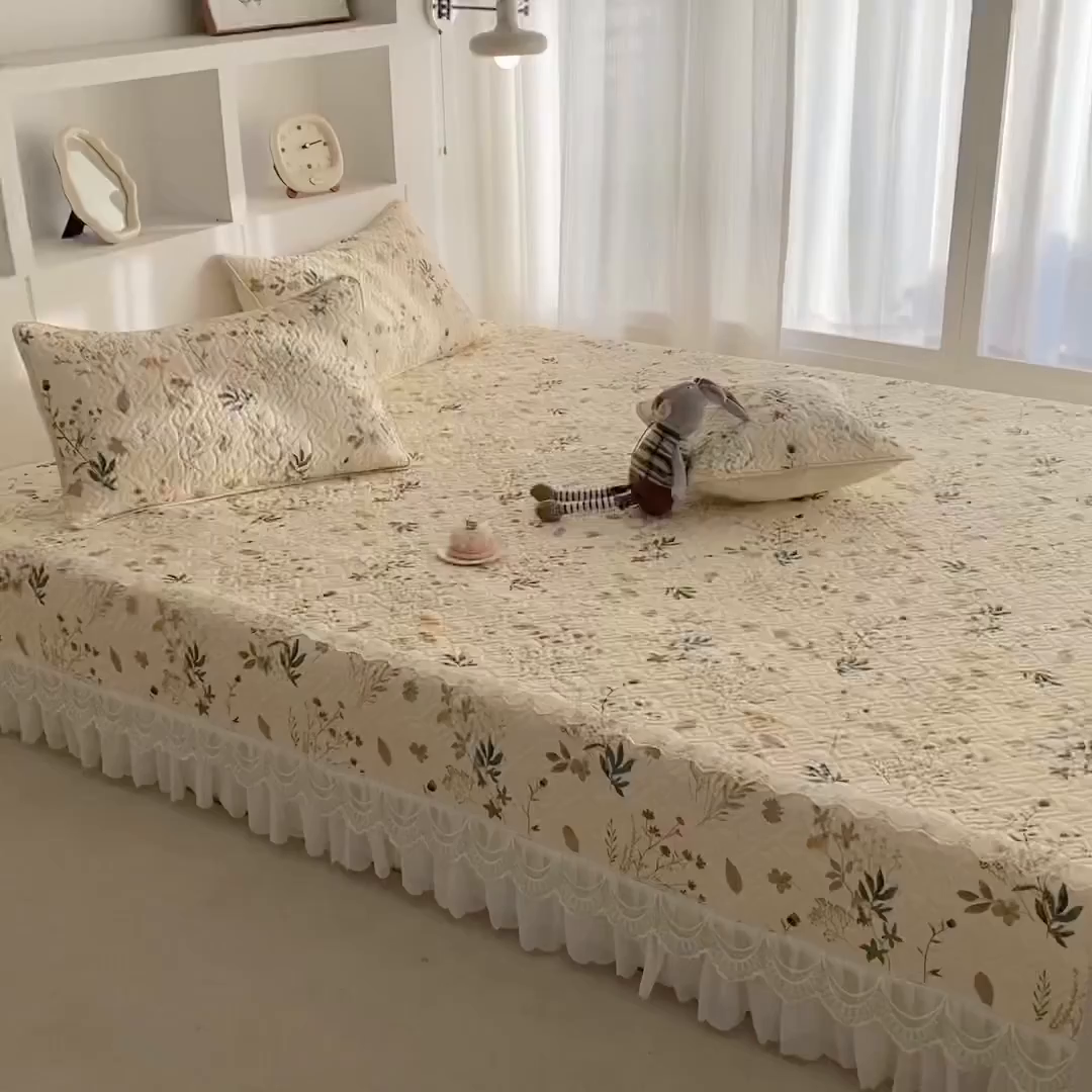 91家纺网 家纺一手货源 找家纺 一电 2026新款定做纯棉榻榻米床盖 防滑A类四季通用夹棉炕罩 软垫大炕专用床单 东篱