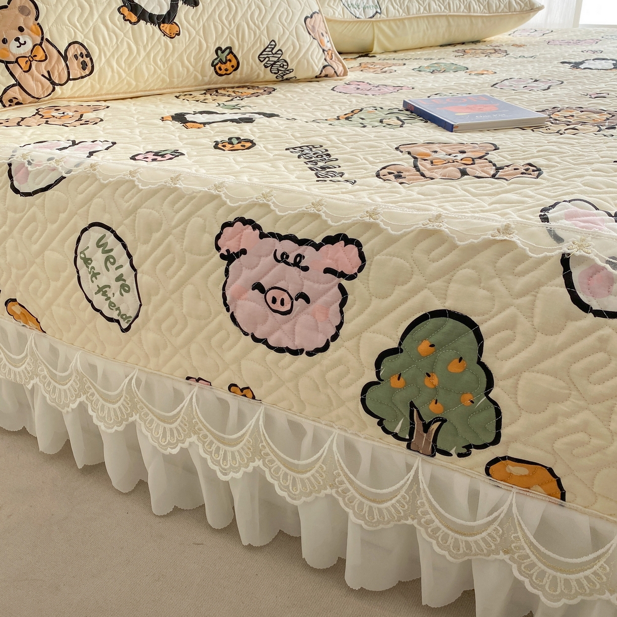 91家纺网 家纺一手货源 找家纺 一电 2026新款定做纯棉榻榻米床盖 防滑A类四季通用夹棉炕罩 软垫大炕专用床单 动物世界