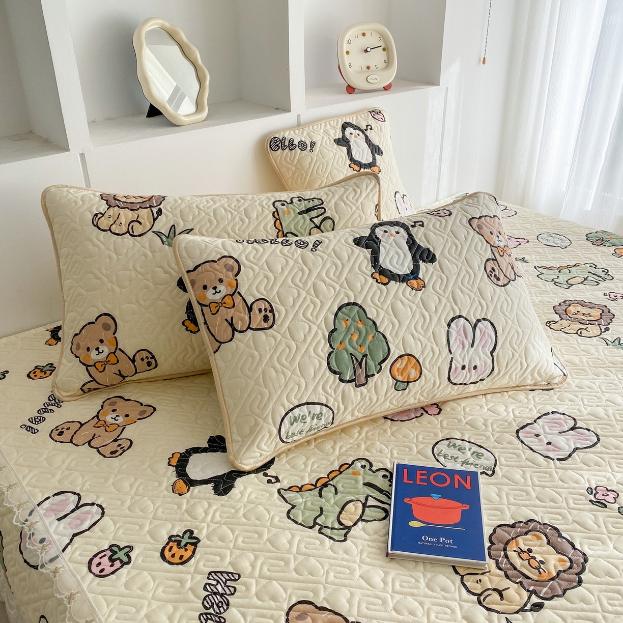 91家纺网 家纺一手货源 找家纺 一电 2026新款定做纯棉榻榻米床盖 防滑A类四季通用夹棉炕罩 软垫大炕专用床单 动物世界