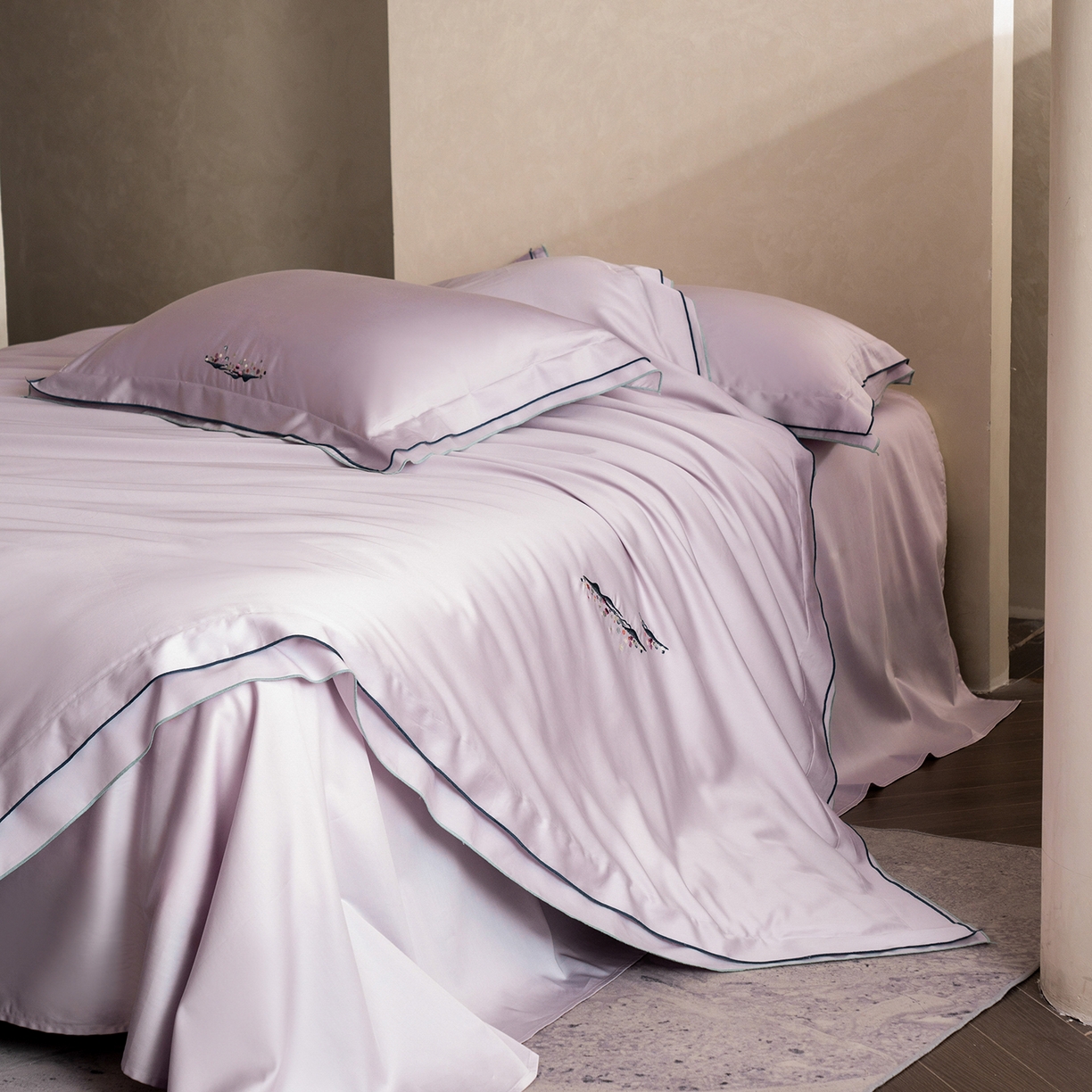 91家纺网 家纺一手货源 找家纺 （总）涞澳家纺 2025新款埃及长绒棉四件套-格雾