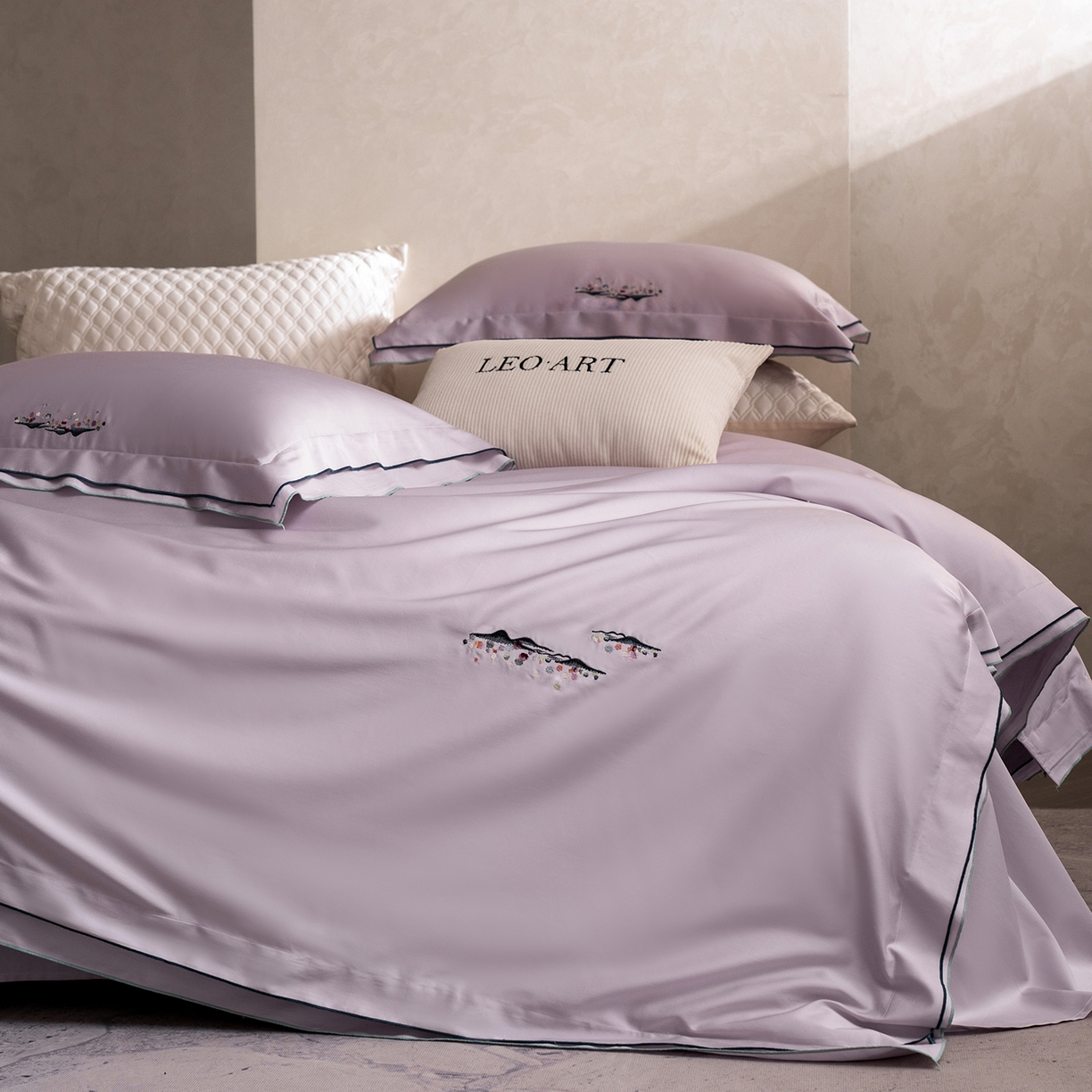 91家纺网 家纺一手货源 找家纺 （总）涞澳家纺 2025新款埃及长绒棉四件套-格雾