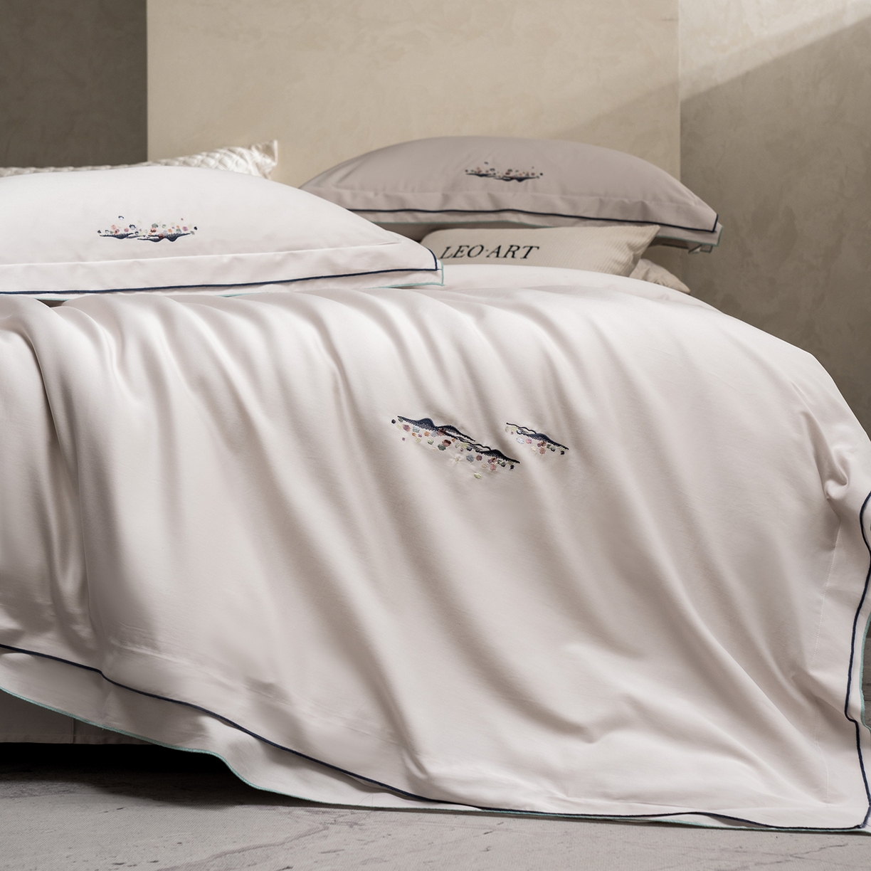 涞澳家纺 2025新款埃及长绒棉四件套-格雾 格雾-浅米灰