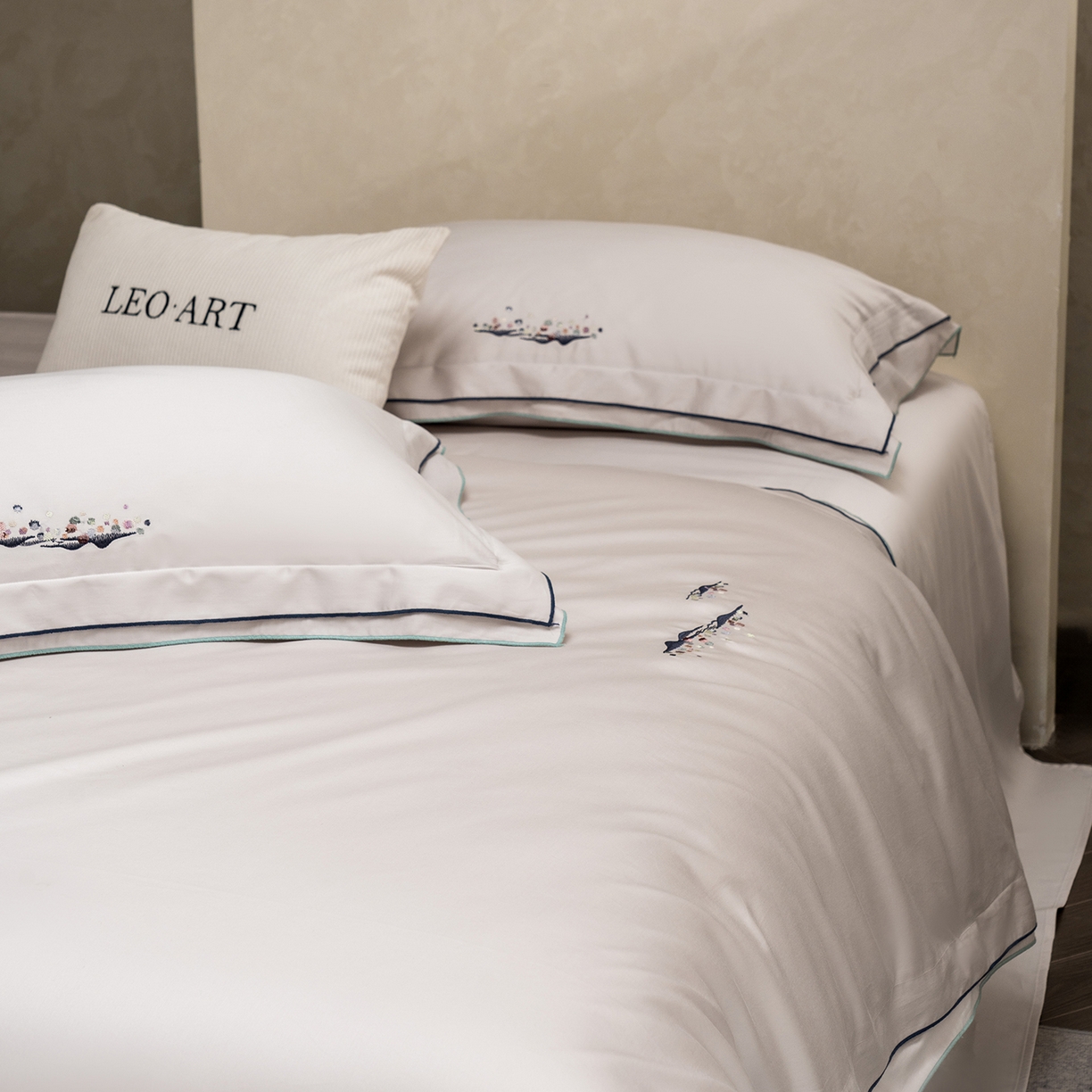 91家纺网 家纺一手货源 找家纺 涞澳家纺 2025新款埃及长绒棉四件套-格雾 格雾-浅米灰