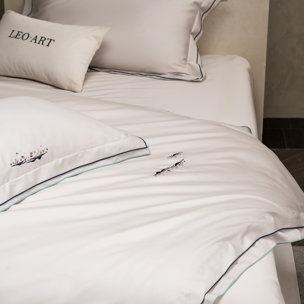 91家纺网 家纺一手货源 找家纺 涞澳家纺 2025新款埃及长绒棉四件套-格雾 格雾-浅米灰