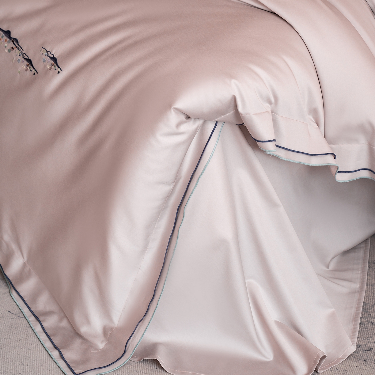 91家纺网 家纺一手货源 找家纺 涞澳家纺 2025新款埃及长绒棉四件套-格雾 格雾-清雅粉