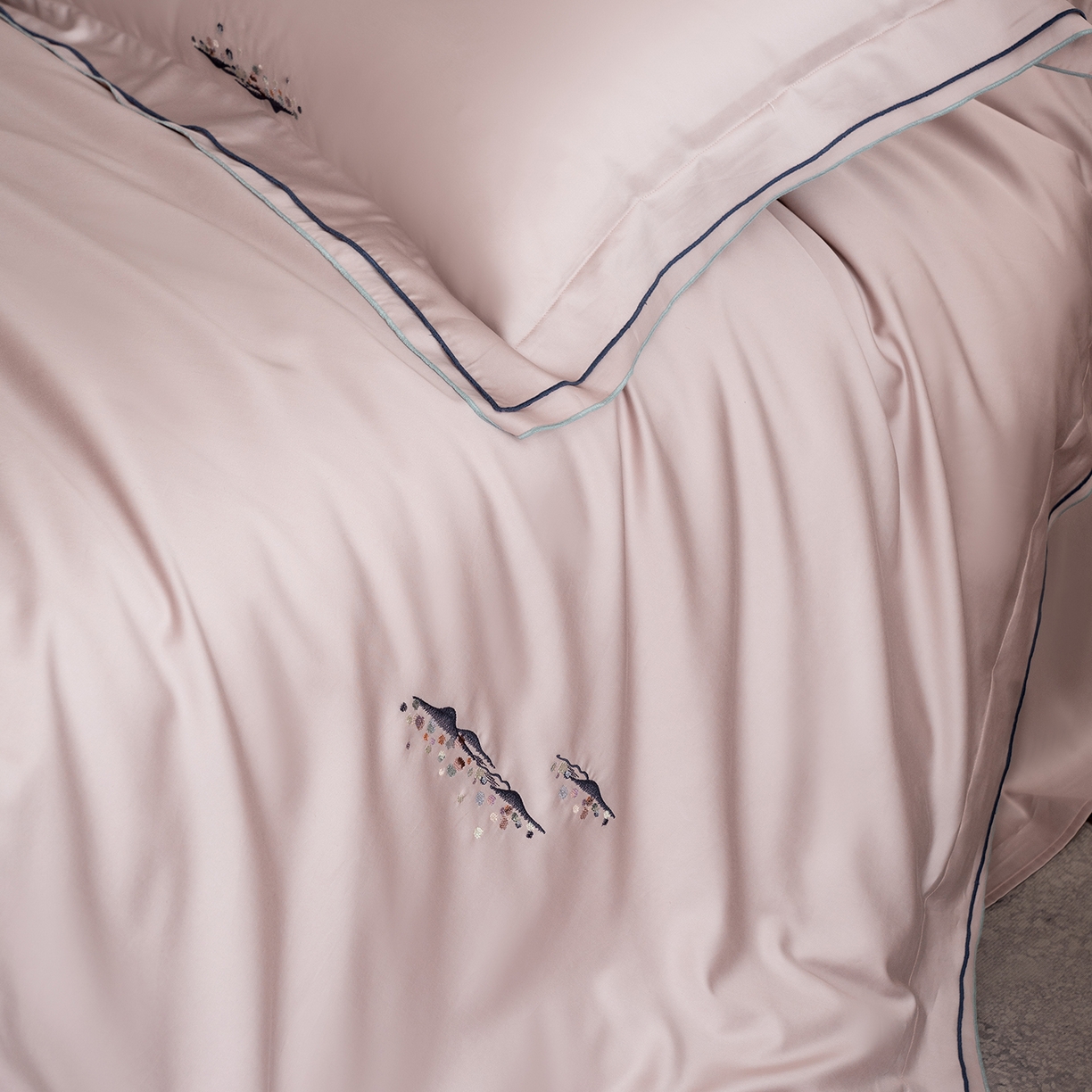 91家纺网 家纺一手货源 找家纺 涞澳家纺 2025新款埃及长绒棉四件套-格雾 格雾-清雅粉