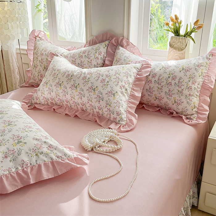 91家纺网 家纺一手货源 找家纺 （总）兴美佳家纺 2026新款全棉印花韩版花边床裙款四件套