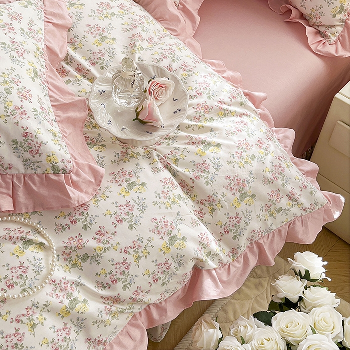 91家纺网 家纺一手货源 找家纺 （总）兴美佳家纺 2026新款全棉印花韩版花边床裙款四件套