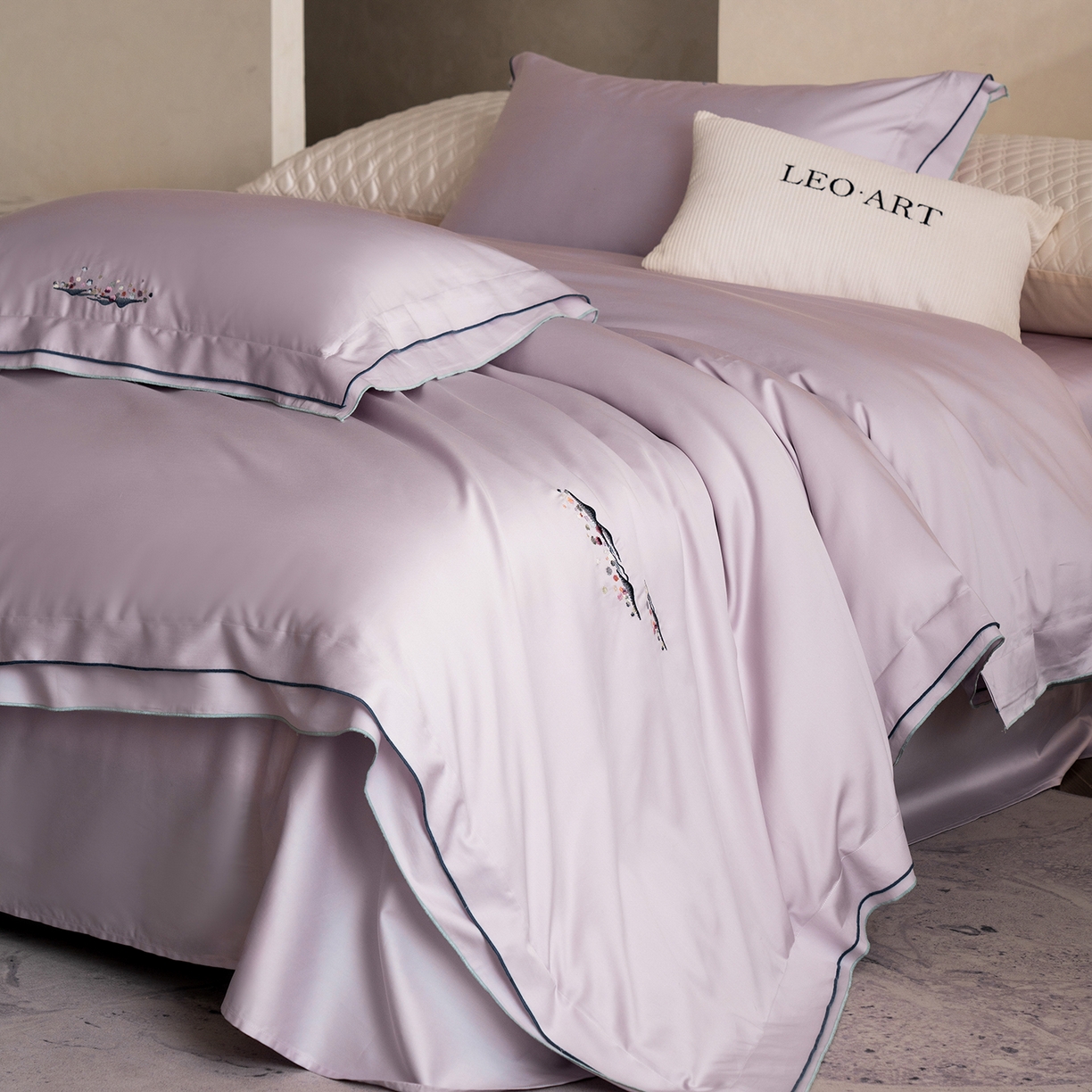 91家纺网 家纺一手货源 找家纺 （总）涞澳家纺 2025新款埃及长绒棉四件套-格雾