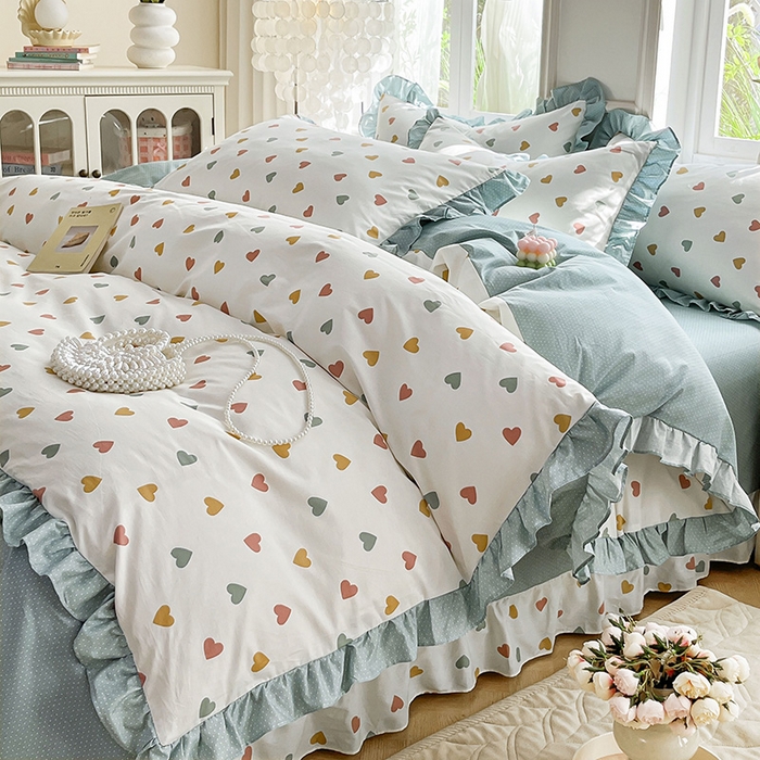 91家纺网 家纺一手货源 找家纺 （总）兴美佳家纺 2026新款全棉印花韩版花边床裙款四件套