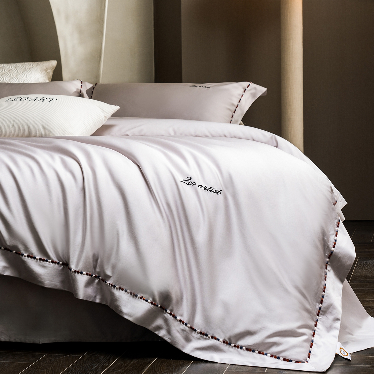 91家纺网 家纺一手货源 找家纺 涞澳家纺 2025新款埃及长绒棉四件套-皙光 皙光-奶白灰