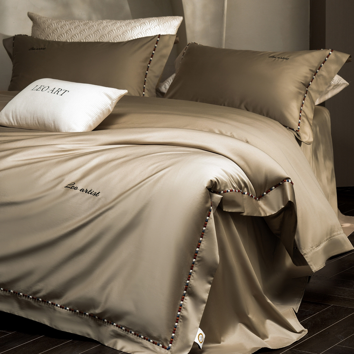 91家纺网 家纺一手货源 找家纺 涞澳家纺 2025新款埃及长绒棉四件套-皙光 皙光-卡其灰