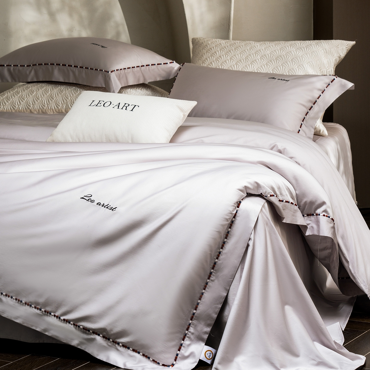 91家纺网 家纺一手货源 找家纺 涞澳家纺 2025新款埃及长绒棉四件套-皙光 皙光-奶白灰