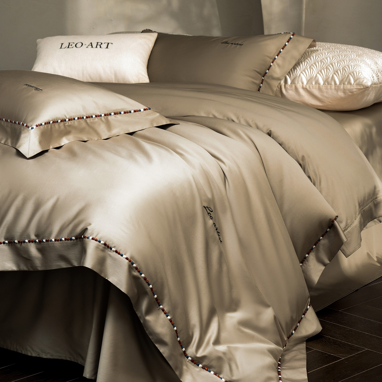 涞澳家纺 2025新款埃及长绒棉四件套-皙光 皙光-卡其灰