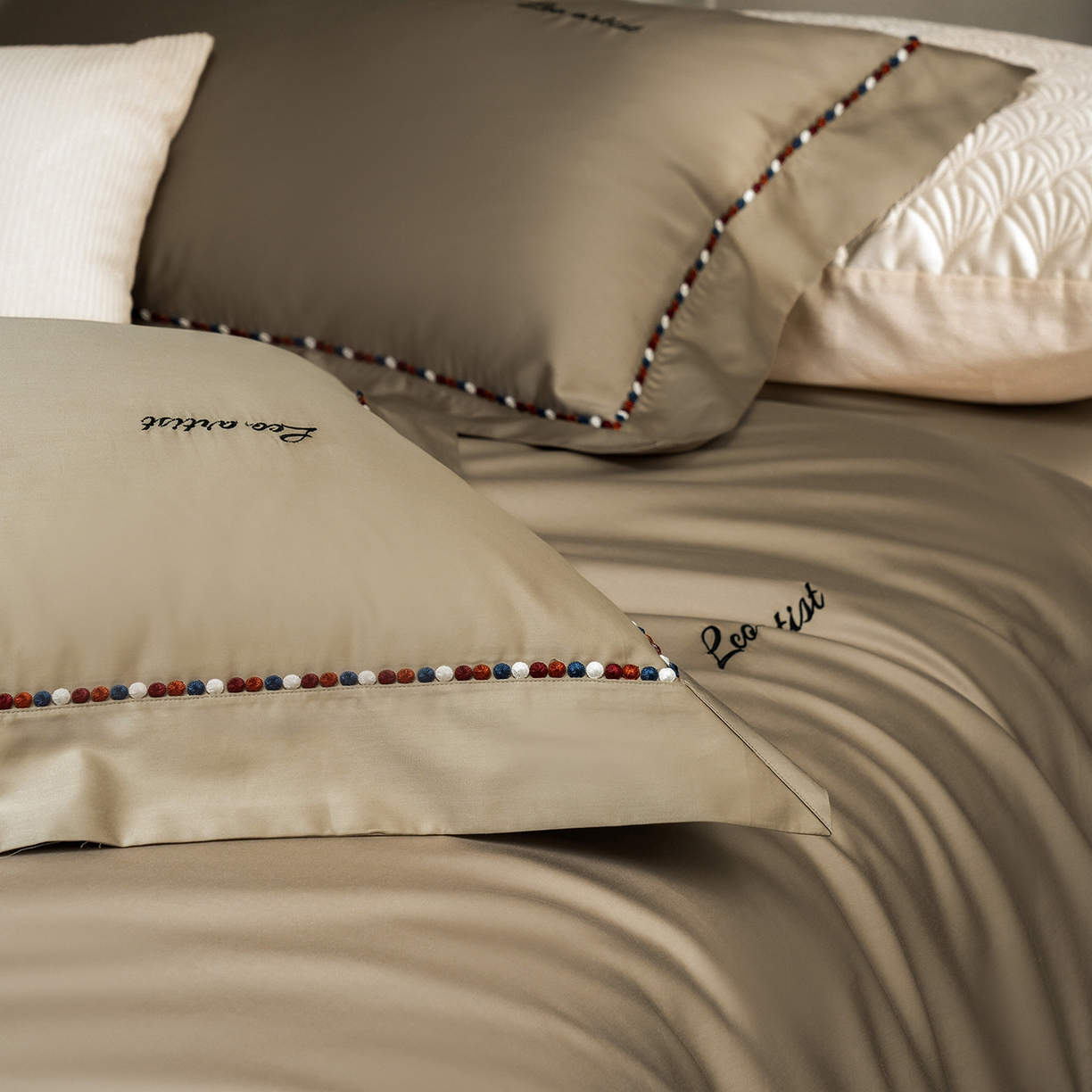 91家纺网 家纺一手货源 找家纺 涞澳家纺 2025新款埃及长绒棉四件套-皙光 皙光-卡其灰