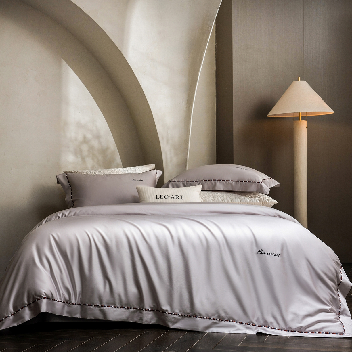 91家纺网 家纺一手货源 找家纺 涞澳家纺 2025新款埃及长绒棉四件套-皙光 皙光-奶白灰