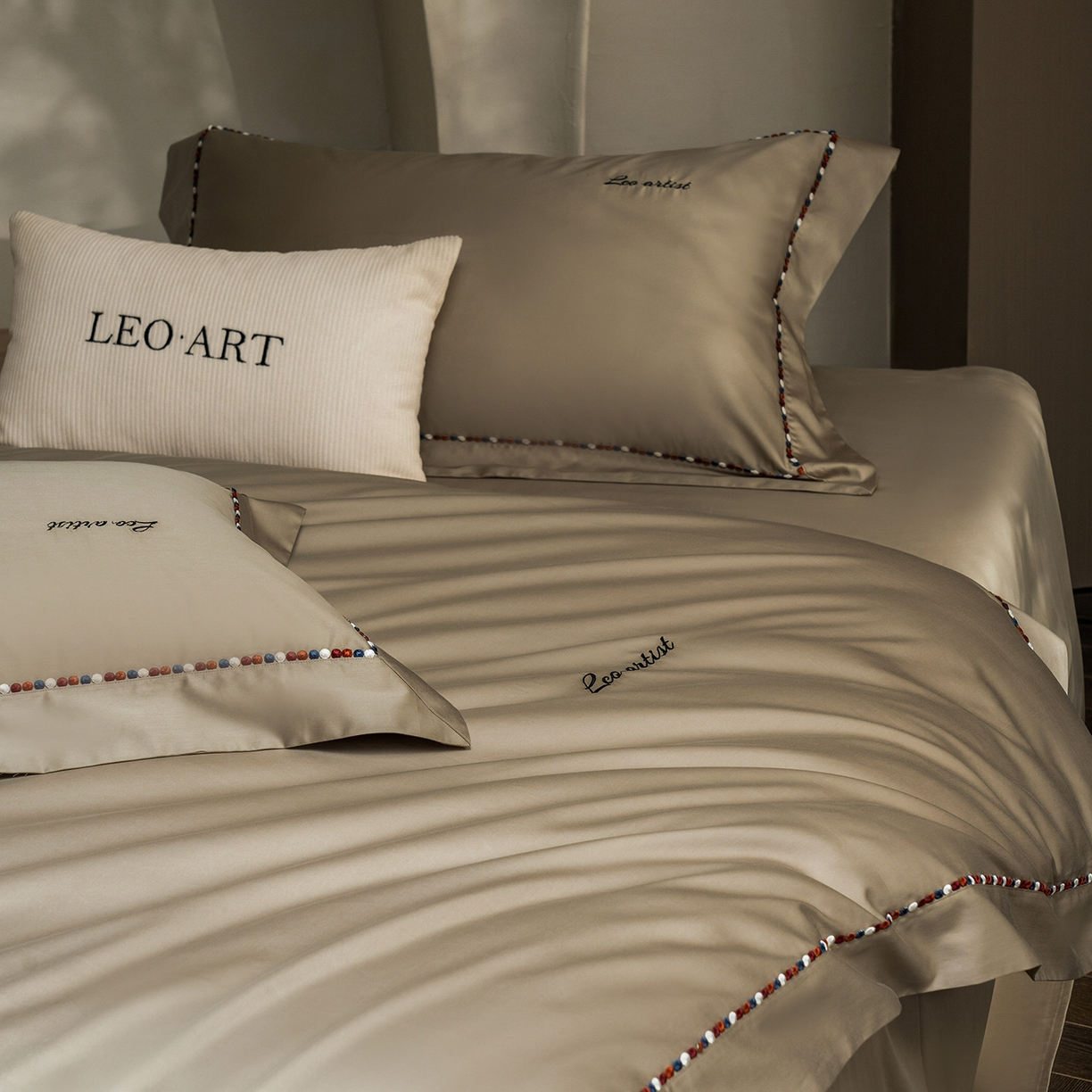 91家纺网 家纺一手货源 找家纺 涞澳家纺 2025新款埃及长绒棉四件套-皙光 皙光-卡其灰