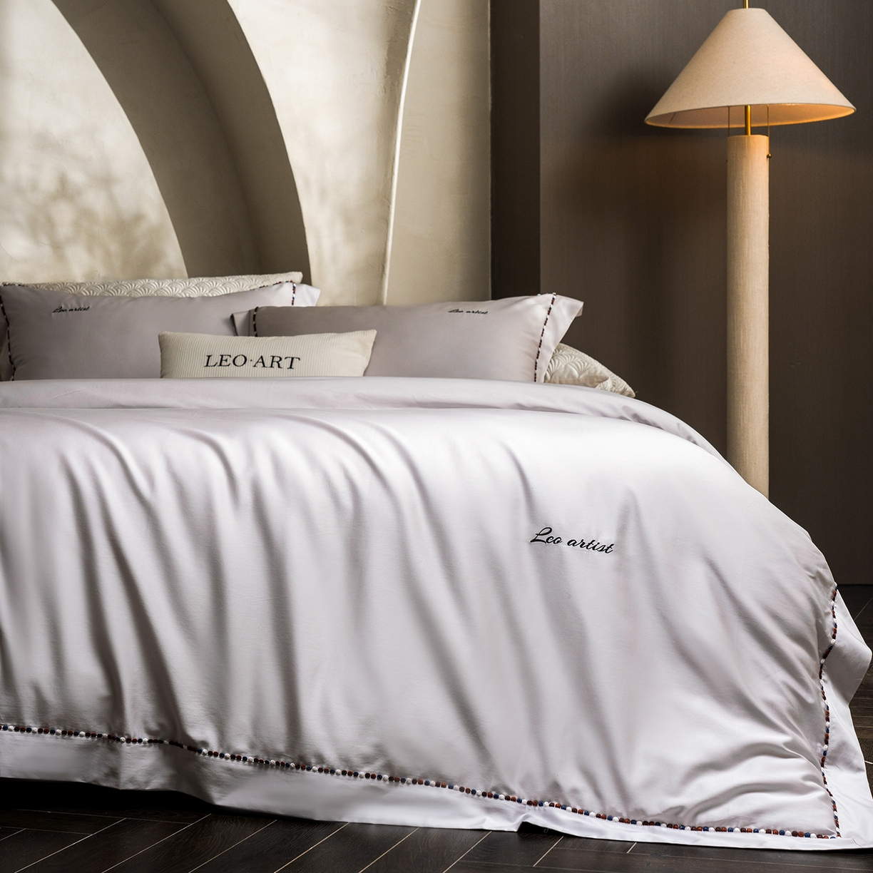 91家纺网 家纺一手货源 找家纺 涞澳家纺 2025新款埃及长绒棉四件套-皙光 皙光-奶白灰