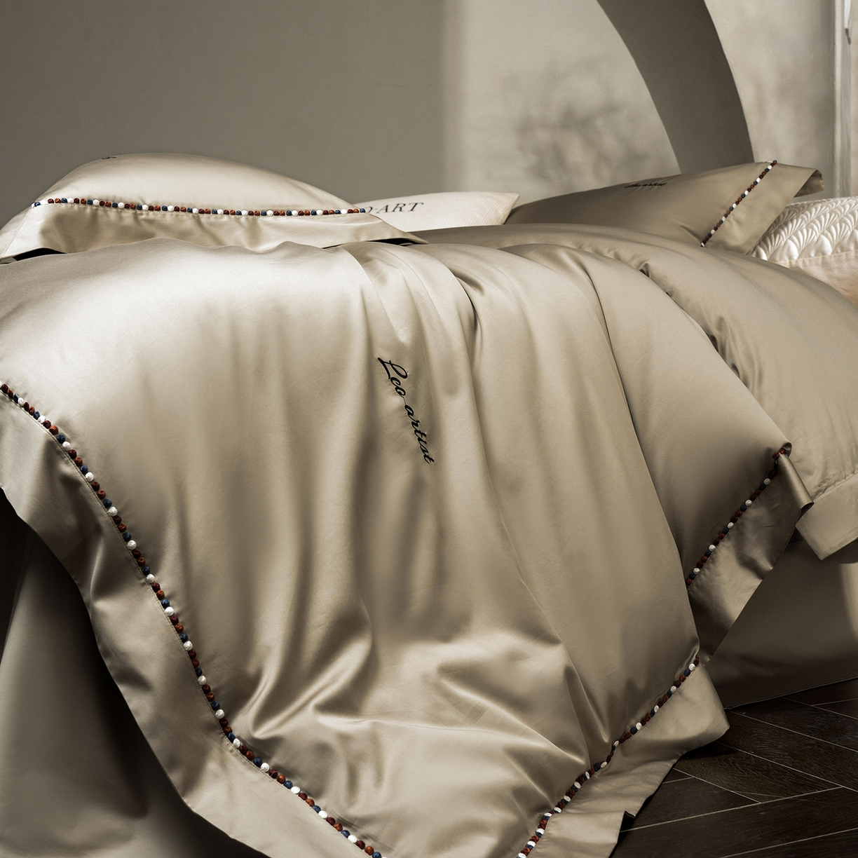 91家纺网 家纺一手货源 找家纺 涞澳家纺 2025新款埃及长绒棉四件套-皙光 皙光-卡其灰