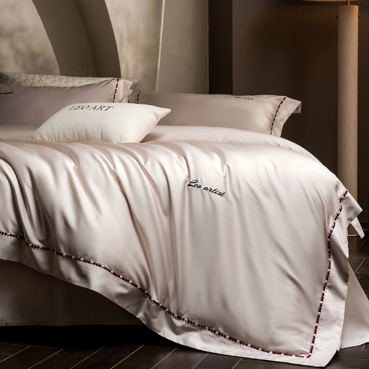 91家纺网 家纺一手货源 找家纺 涞澳家纺 2025新款埃及长绒棉四件套-皙光 皙光-浅米灰