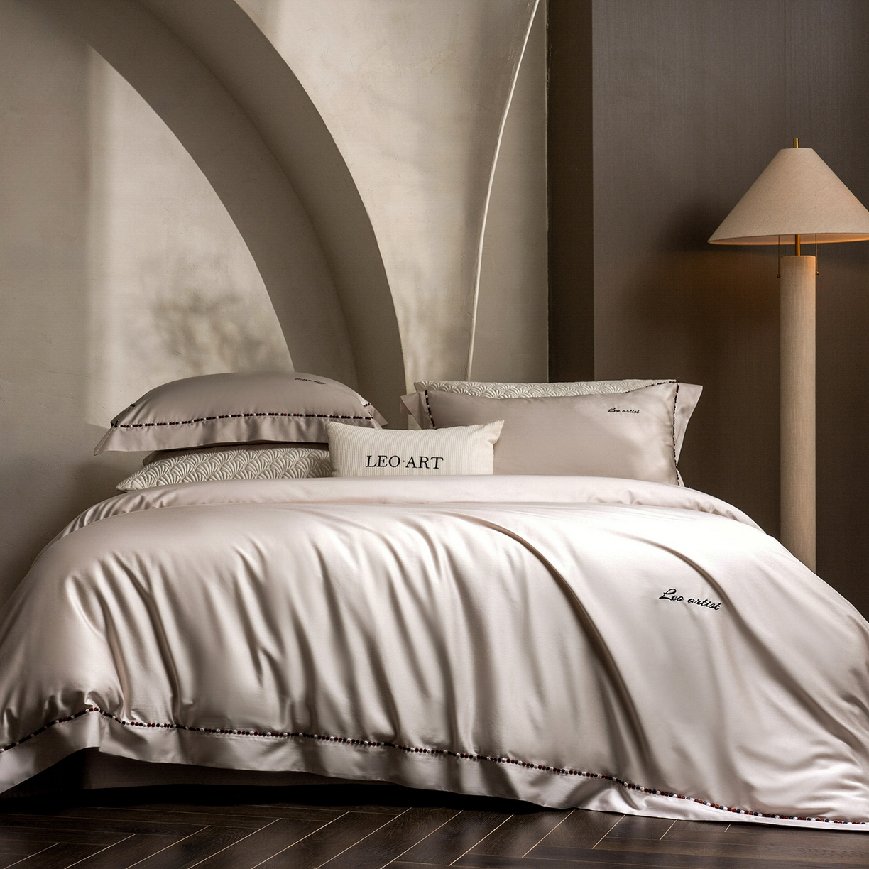 91家纺网 家纺一手货源 找家纺 涞澳家纺 2025新款埃及长绒棉四件套-皙光 皙光-浅米灰