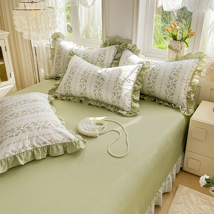 91家纺网 家纺一手货源 找家纺 兴美佳家纺 2026新款全棉印花韩版花边床裙款四件套 安娜花园