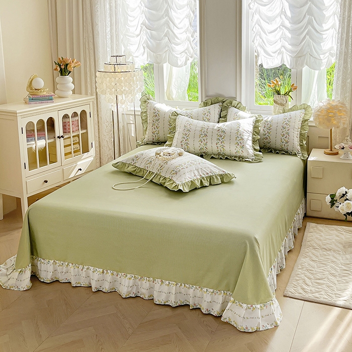 91家纺网 家纺一手货源 找家纺 兴美佳家纺 2026新款全棉印花韩版花边床裙款四件套 安娜花园