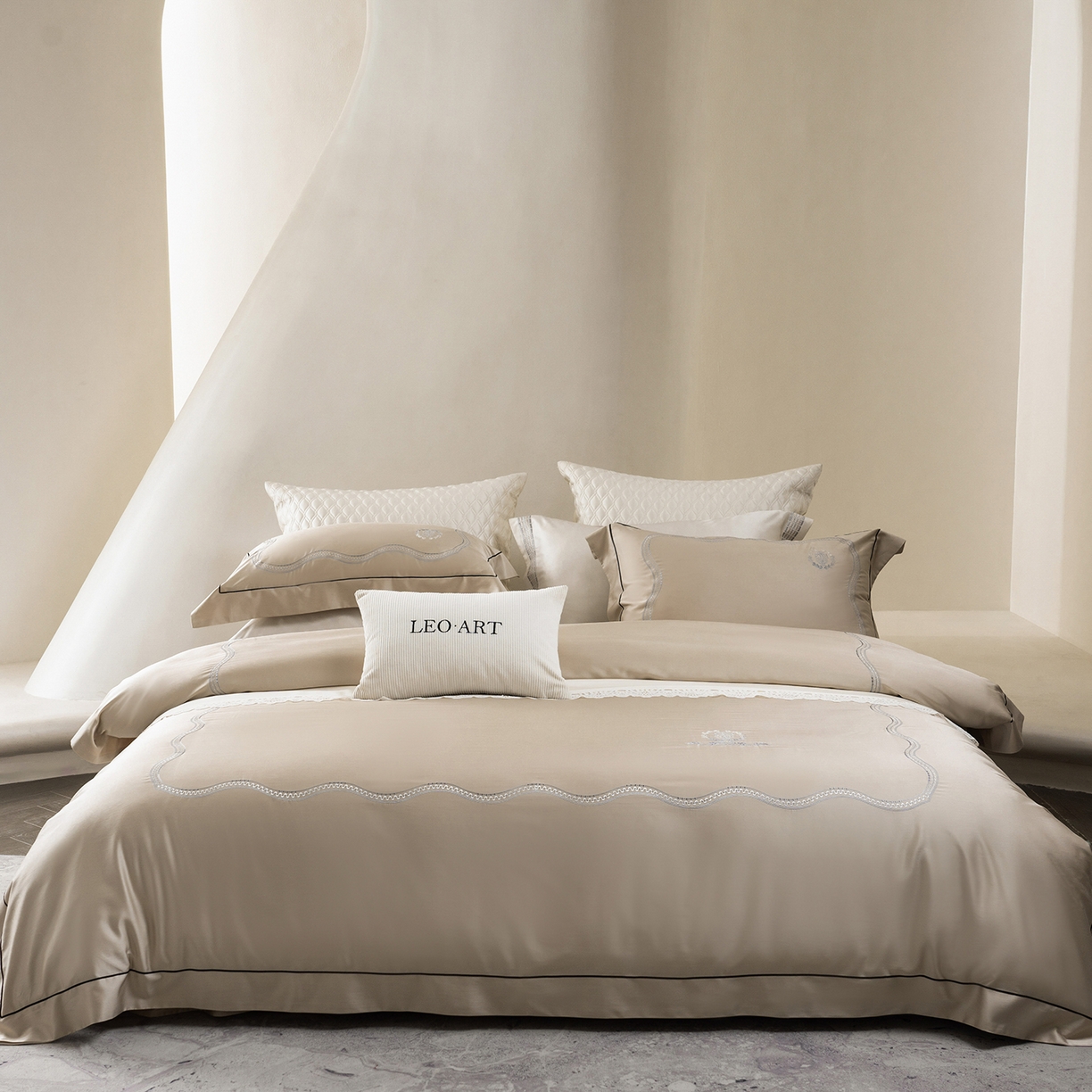 91家纺网 家纺一手货源 找家纺 涞澳家纺 2025新款东帝兴岚雾四件套-椿禾 椿禾-乳褐