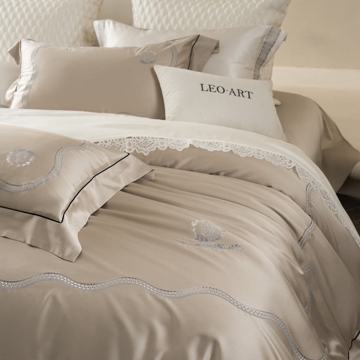 涞澳家纺 2025新款东帝兴岚雾四件套-椿禾 椿禾-乳褐