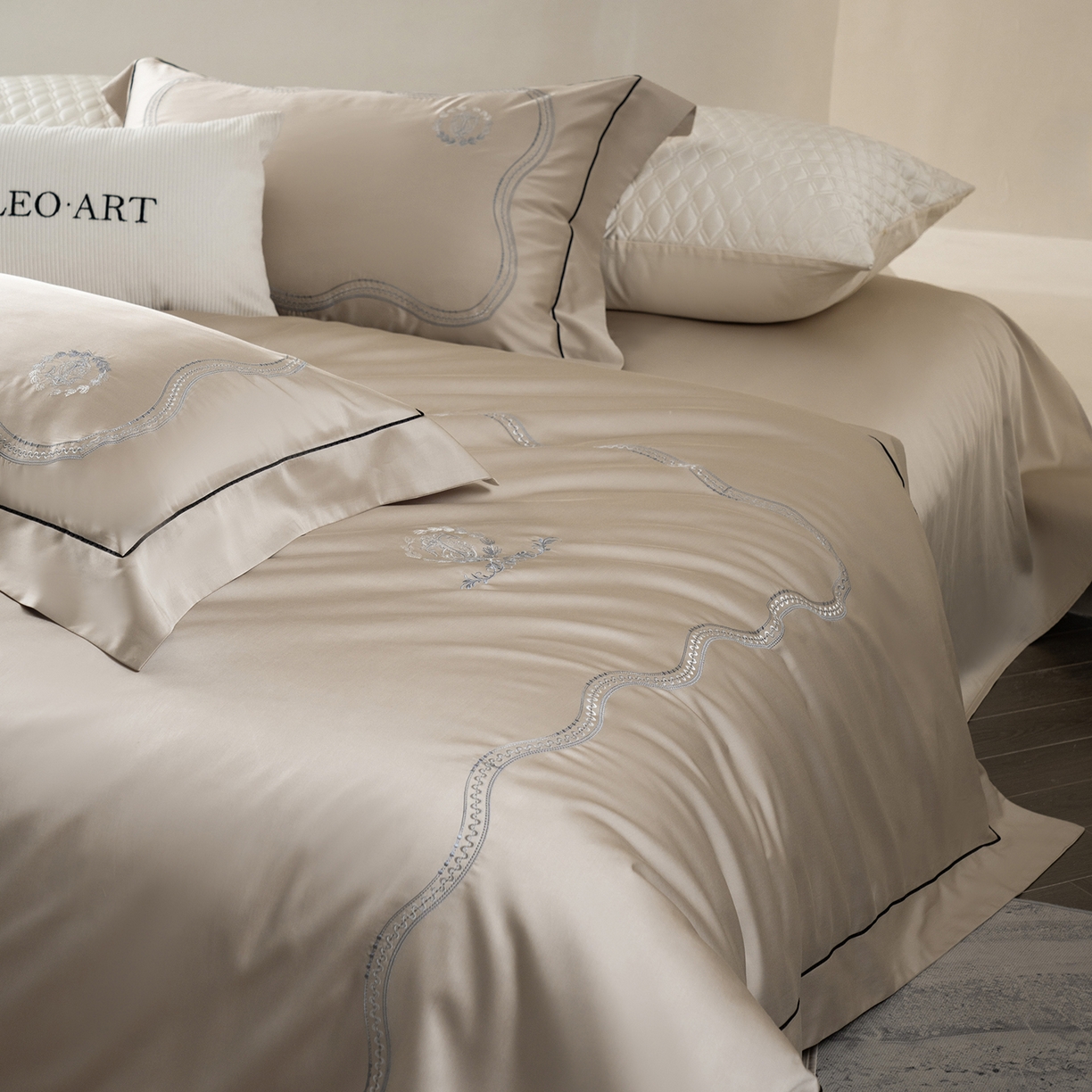 91家纺网 家纺一手货源 找家纺 涞澳家纺 2025新款东帝兴岚雾四件套-椿禾 椿禾-乳褐