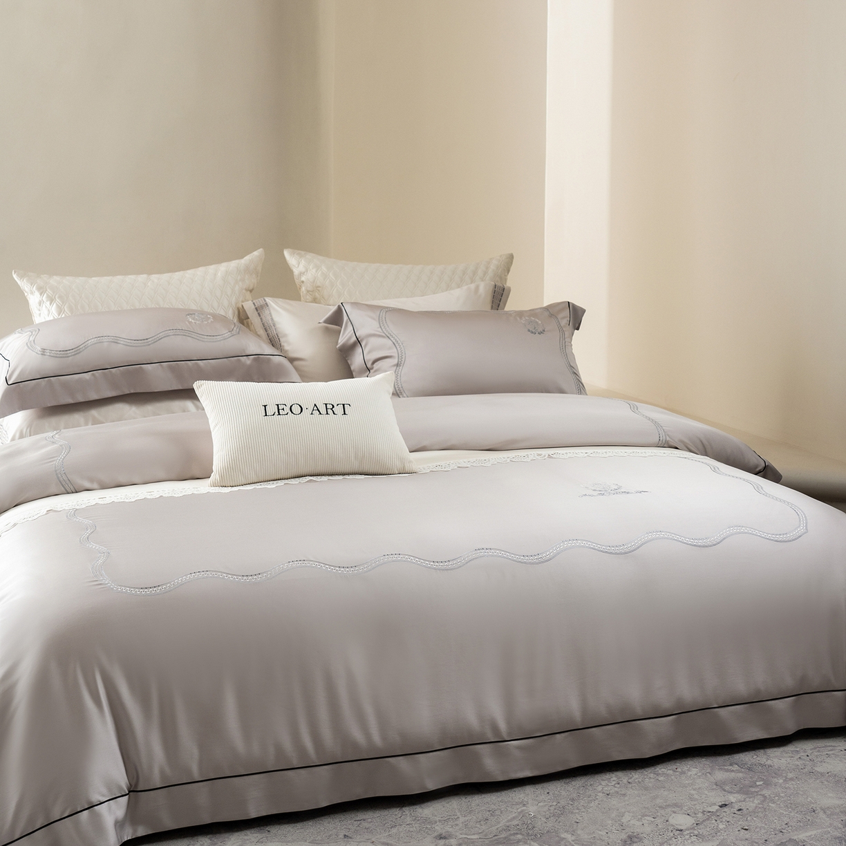 91家纺网 家纺一手货源 找家纺 涞澳家纺 2025新款东帝兴岚雾四件套-椿禾 椿禾-灰