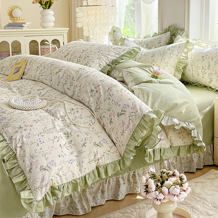 兴美佳家纺 2026新款全棉印花韩版花边床裙款四件套 茜茜公主