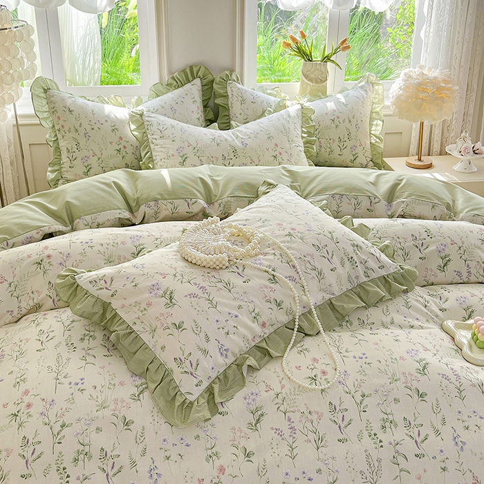 91家纺网 家纺一手货源 找家纺 兴美佳家纺 2026新款全棉印花韩版花边床裙款四件套 茜茜公主