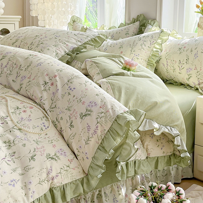 91家纺网 家纺一手货源 找家纺 兴美佳家纺 2026新款全棉印花韩版花边床裙款四件套 茜茜公主