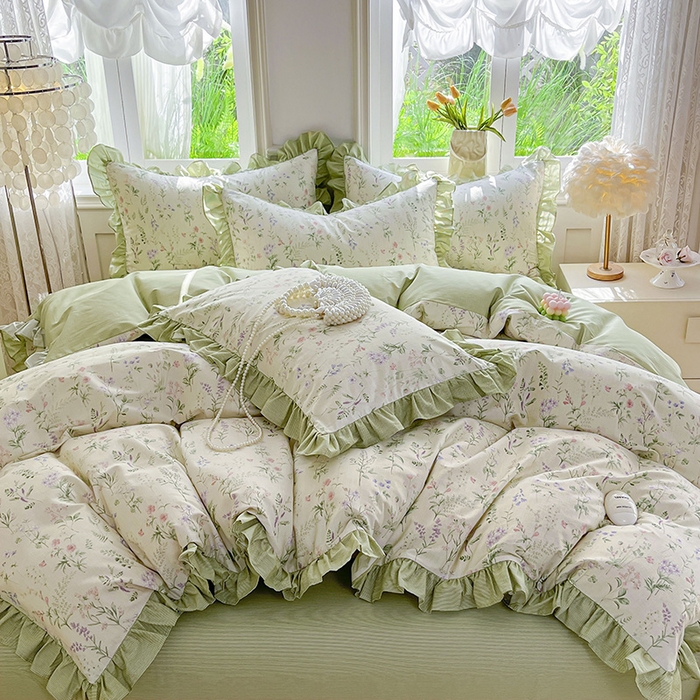 91家纺网 家纺一手货源 找家纺 兴美佳家纺 2026新款全棉印花韩版花边床裙款四件套 茜茜公主