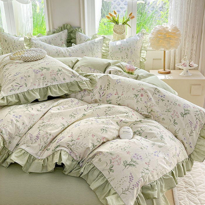 91家纺网 家纺一手货源 找家纺 兴美佳家纺 2026新款全棉印花韩版花边床裙款四件套 茜茜公主