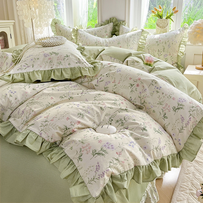 91家纺网 家纺一手货源 找家纺 兴美佳家纺 2026新款全棉印花韩版花边床裙款四件套 茜茜公主