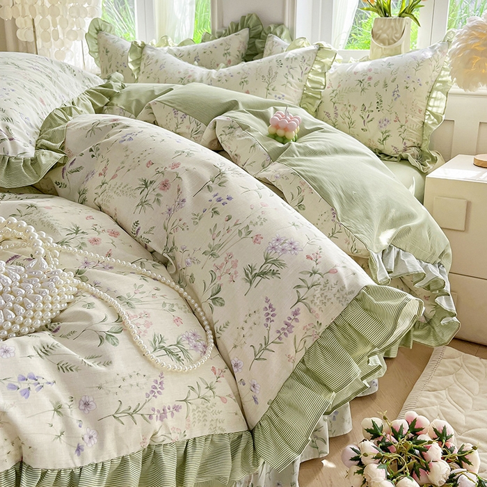 91家纺网 家纺一手货源 找家纺 兴美佳家纺 2026新款全棉印花韩版花边床裙款四件套 茜茜公主