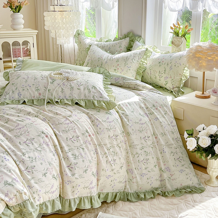 91家纺网 家纺一手货源 找家纺 兴美佳家纺 2026新款全棉印花韩版花边床裙款四件套 茜茜公主