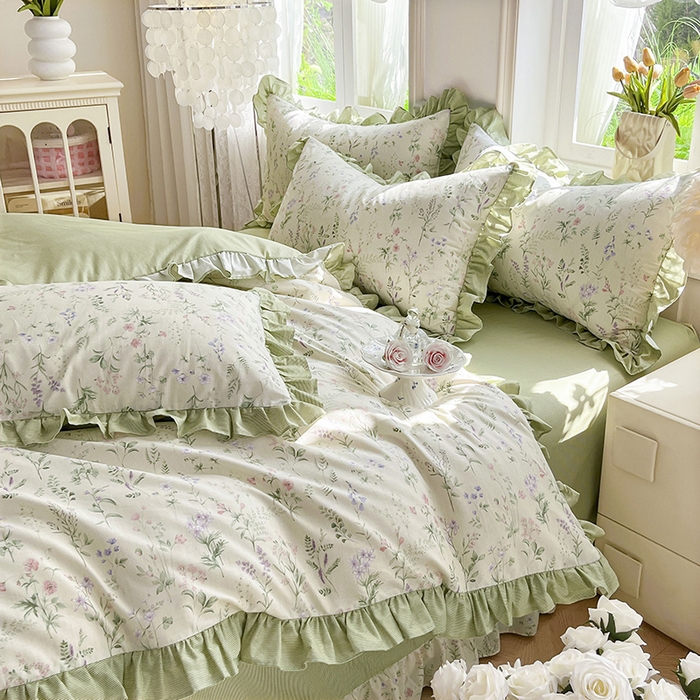 91家纺网 家纺一手货源 找家纺 兴美佳家纺 2026新款全棉印花韩版花边床裙款四件套 茜茜公主