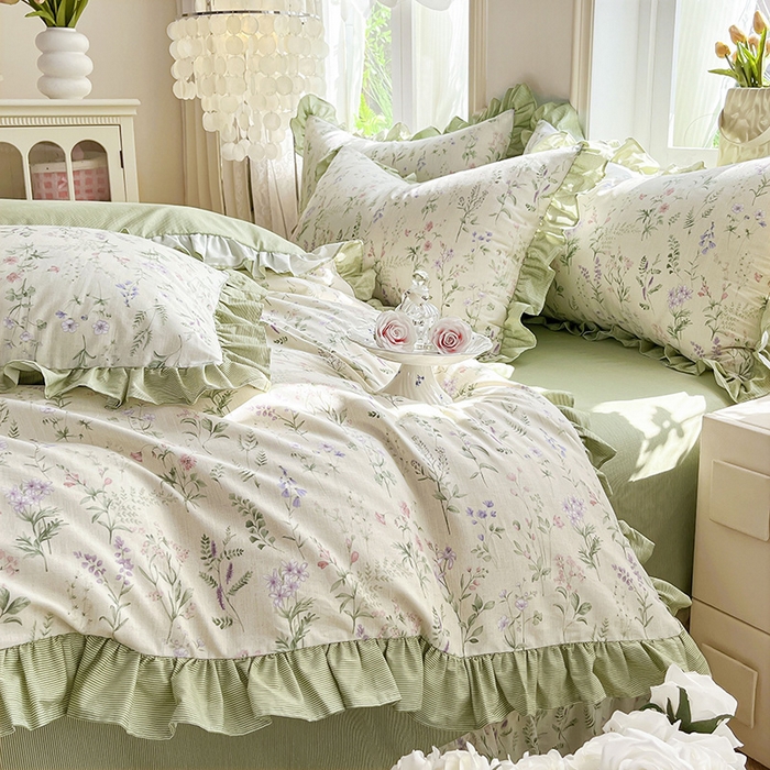 91家纺网 家纺一手货源 找家纺 兴美佳家纺 2026新款全棉印花韩版花边床裙款四件套 茜茜公主