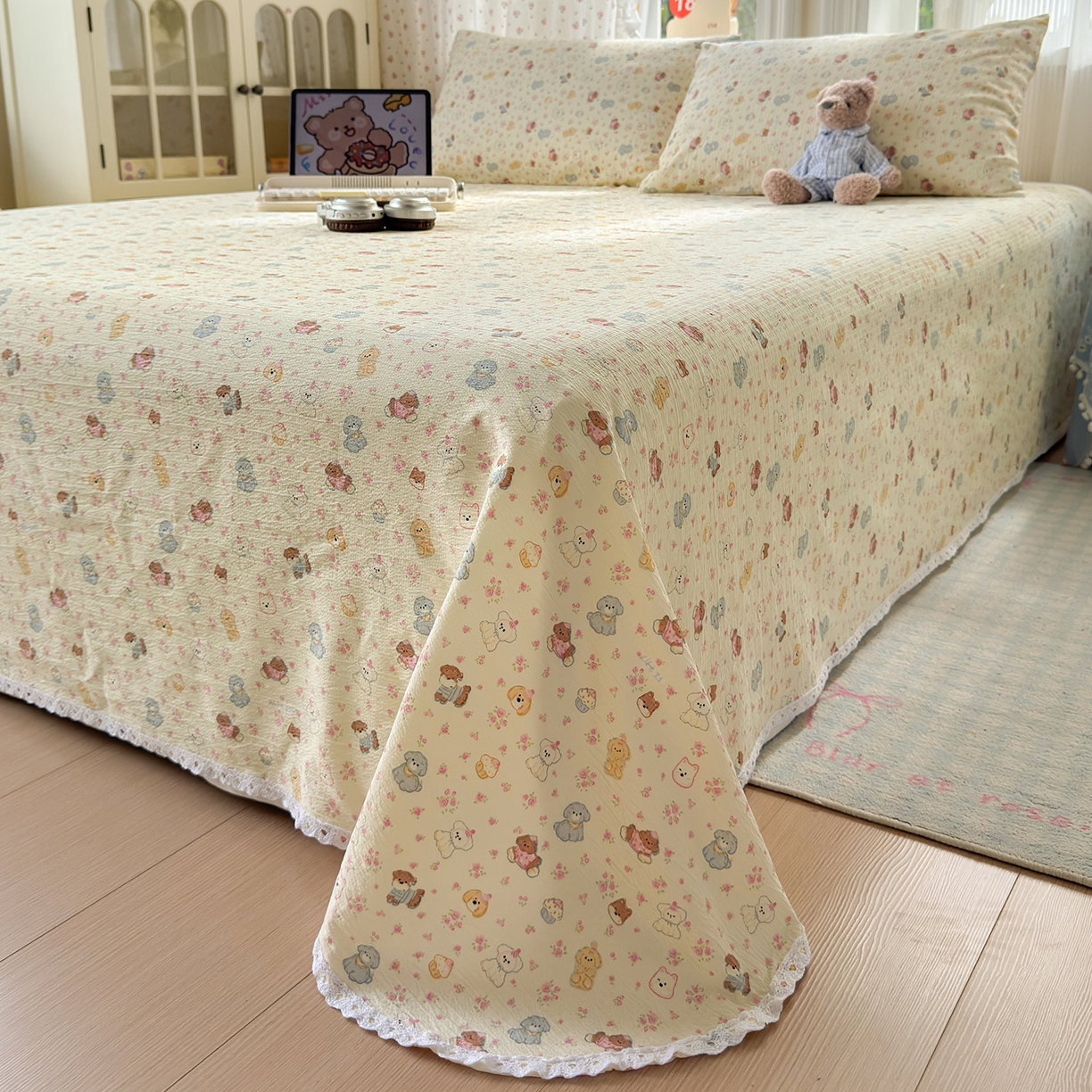 91家纺网 家纺一手货源 找家纺 （总）沐芷 2026 【提供买家秀】A类白花边床单单件 单人双人床单三件套