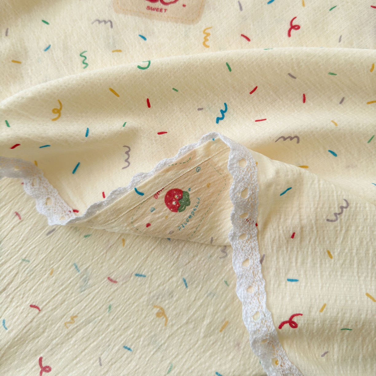 91家纺网 家纺一手货源 找家纺 沐芷 2026 【提供买家秀】A类白花边床单单件 单人双人床单三件套 草莓糖霜