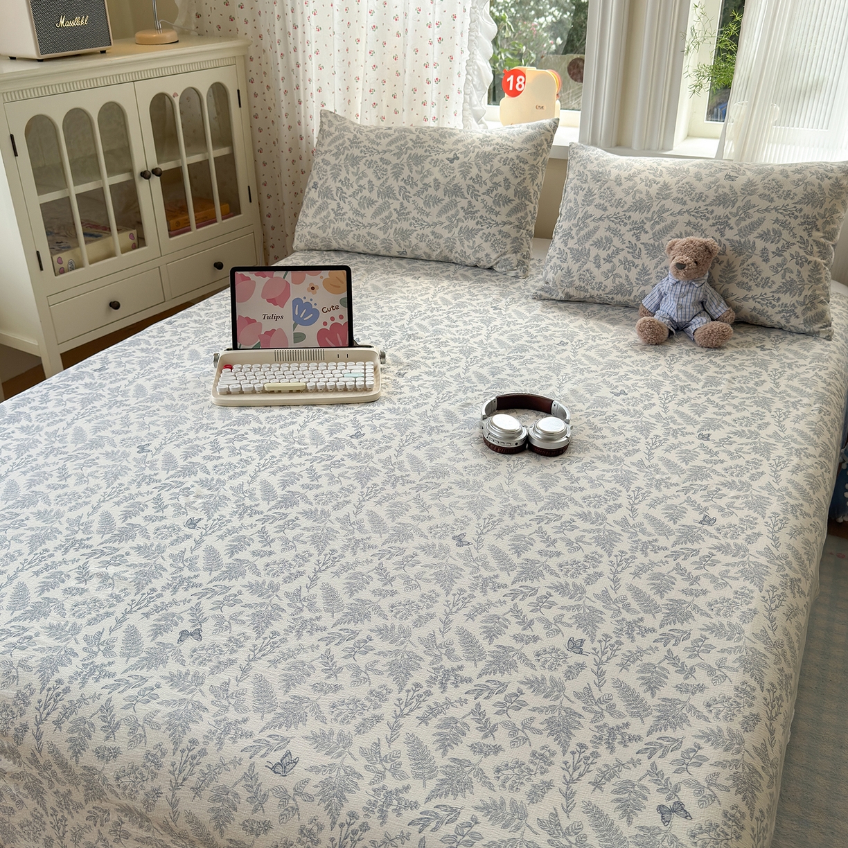 91家纺网 家纺一手货源 找家纺 沐芷 2026 【提供买家秀】A类白花边床单单件 单人双人床单三件套 东方草木