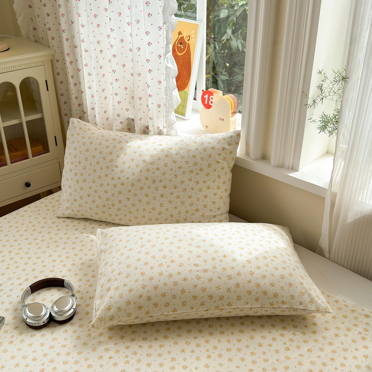 91家纺网 家纺一手货源 找家纺 沐芷 2026 【提供买家秀】A类白花边床单单件 单人双人床单三件套 橘子海